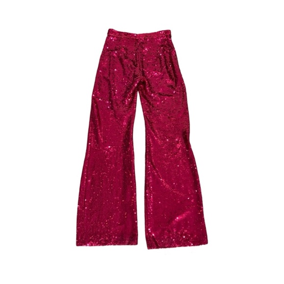 Zara Limited Edition Pink Sequined Trousers Small NWT Blogger Fav Holiday Party - Picture 7 of 13